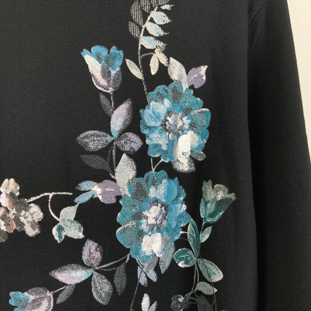 New Sisley Women's Black T-Shirt Floral Print Sz M - Picture 7 of 16